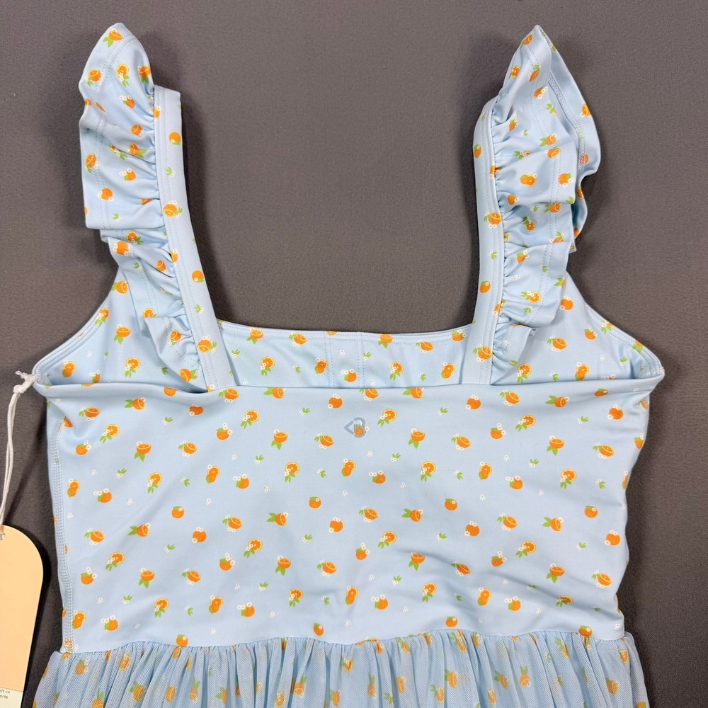 Blogilates Womens M Blue Citrus Mesh Ballerina Ruffle Dress Built-in Shorts NWT - Picture 10 of 12